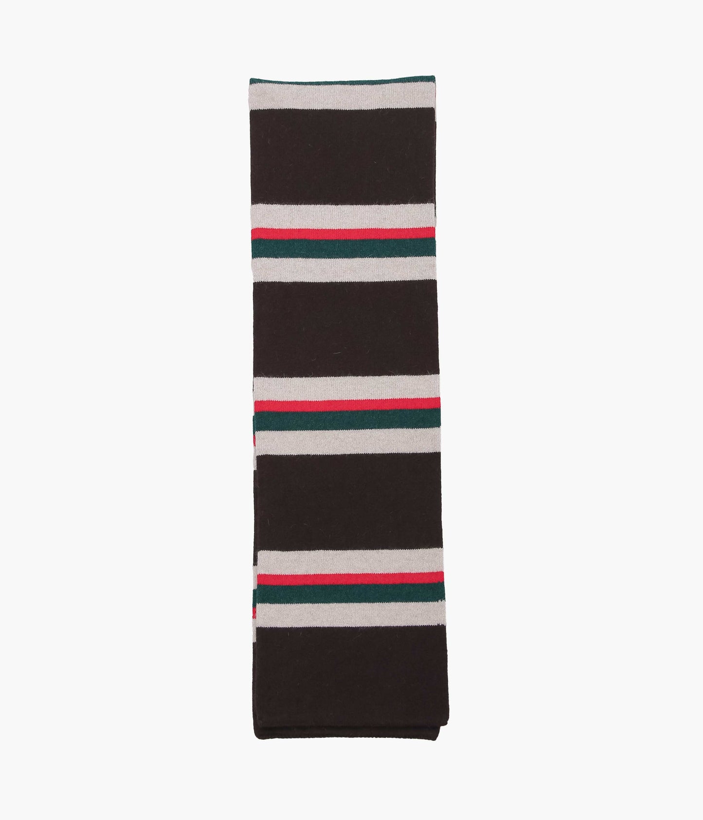 DRAKE'S ''GEELONGORA STRIPED TUBULAR SCARF'' (BRN,RED & GRN)