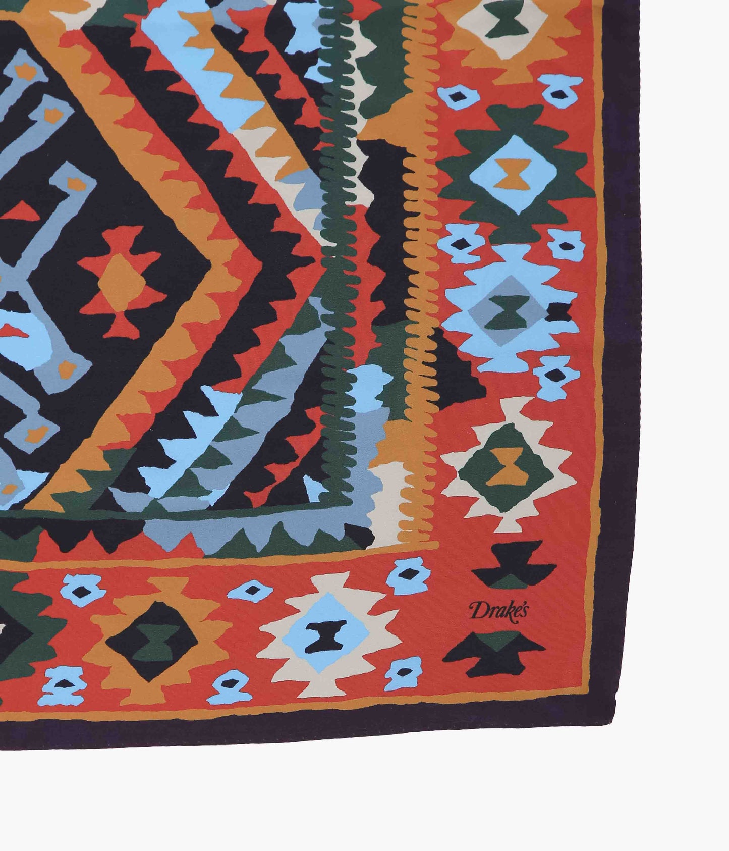 DRAKE'S ''KELIM BANDANA'' (NAVY & MUSTARD)