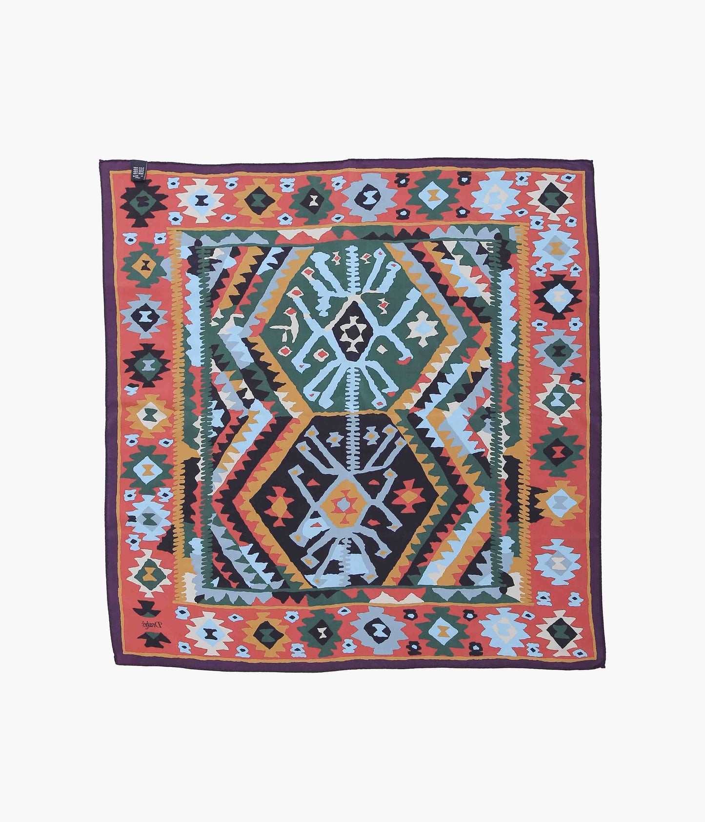 DRAKE'S ''KELIM BANDANA'' (NAVY & MUSTARD)