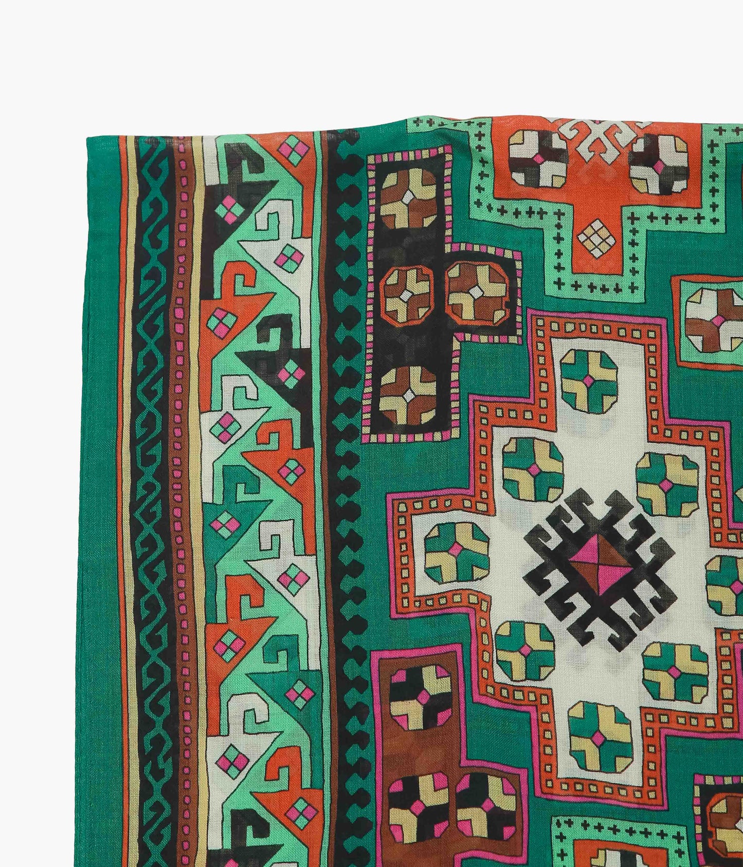 DRAKE'S ''KELIM PRINTED SCARF'' (TEAL)