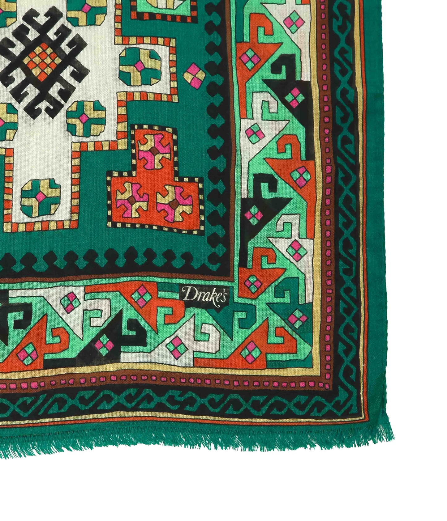 DRAKE'S ''KELIM PRINTED SCARF'' (TEAL)