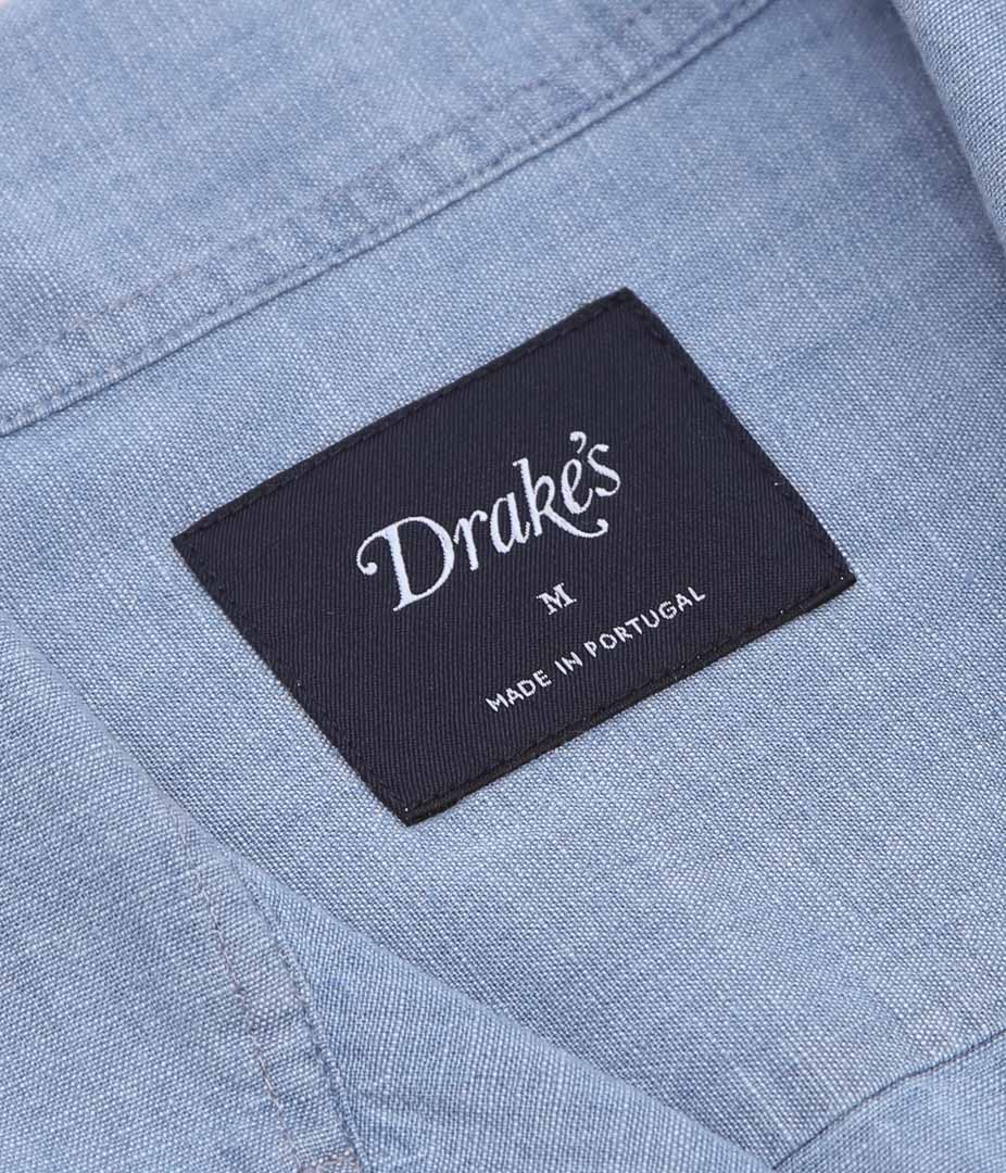 DRAKE'S ''LS CHAMBRAY CUBAN SHIRT'' (BLEACH WASH)