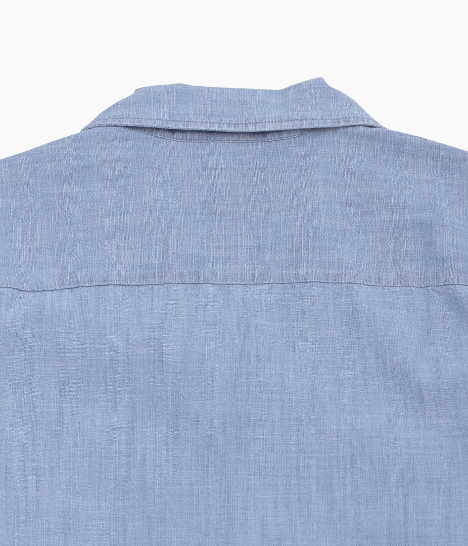 DRAKE'S ''LS CHAMBRAY CUBAN SHIRT'' (BLEACH WASH)