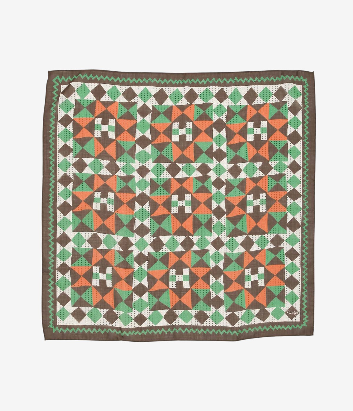 DRAKE'S ''PATCHWORK PRINT BANDANA'' (BROWN)