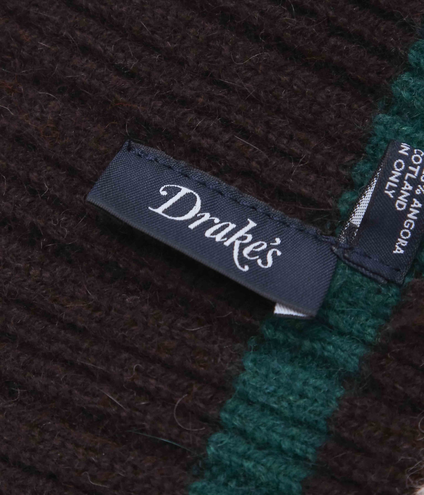 DRAKE'S ''STRIPED GEELONGORA BEANIE'' (BROWN,ECRU & RED)