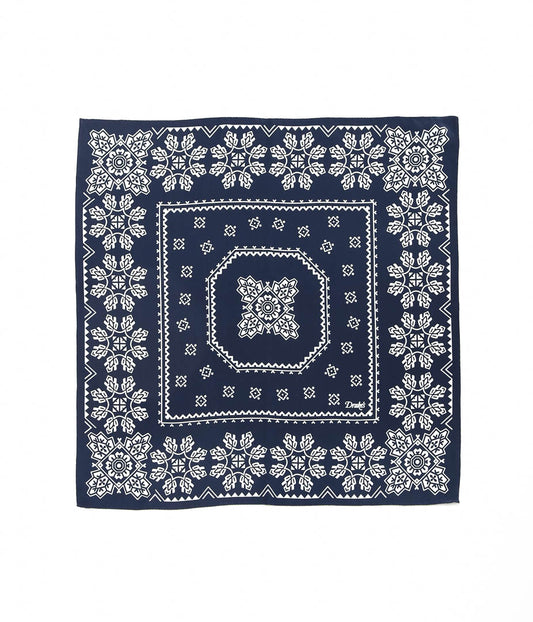 DRAKE'S ''TRAD SILK BANDANA'' (NAVY & ECRU)