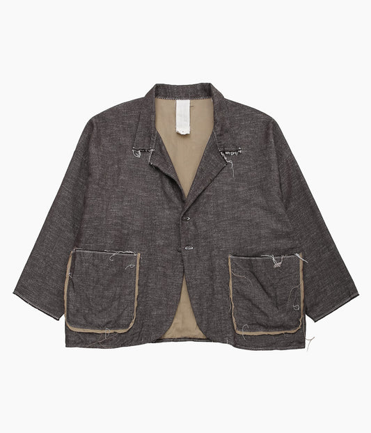 DTERIORO "IDA JACKET | PATCHWORK VINTAGE WOOL-COTTON"(BROWN)