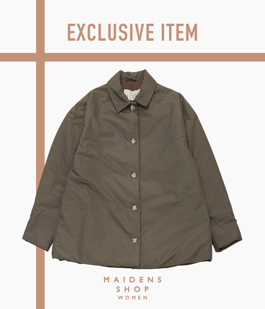 ELEPH ''SMALL PUFF COAT'' (BROWN GREEN IVORY CHECK)