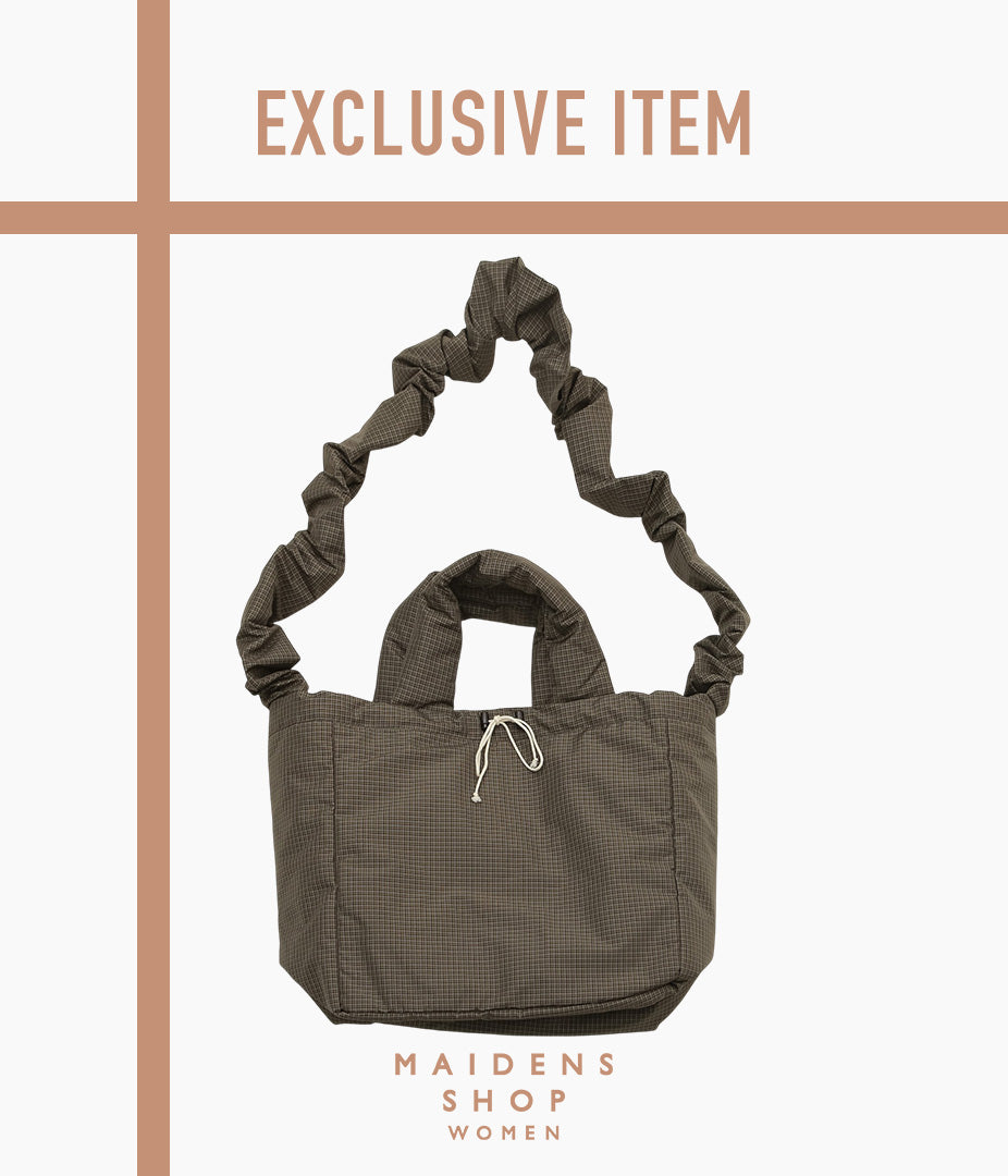 ELEPH ''CHECK SMALL PUFF BAG'' (BROWN GREEN IVORY CHECK)
