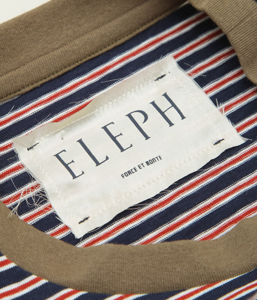 ELEPH ''BEER TEE'' (NAVY/RED STRIPE)