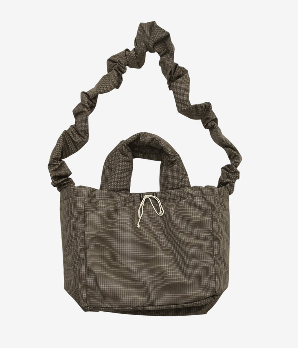 ELEPH ''CHECK SMALL PUFF BAG'' (BROWN GREEN IVORY CHECK)