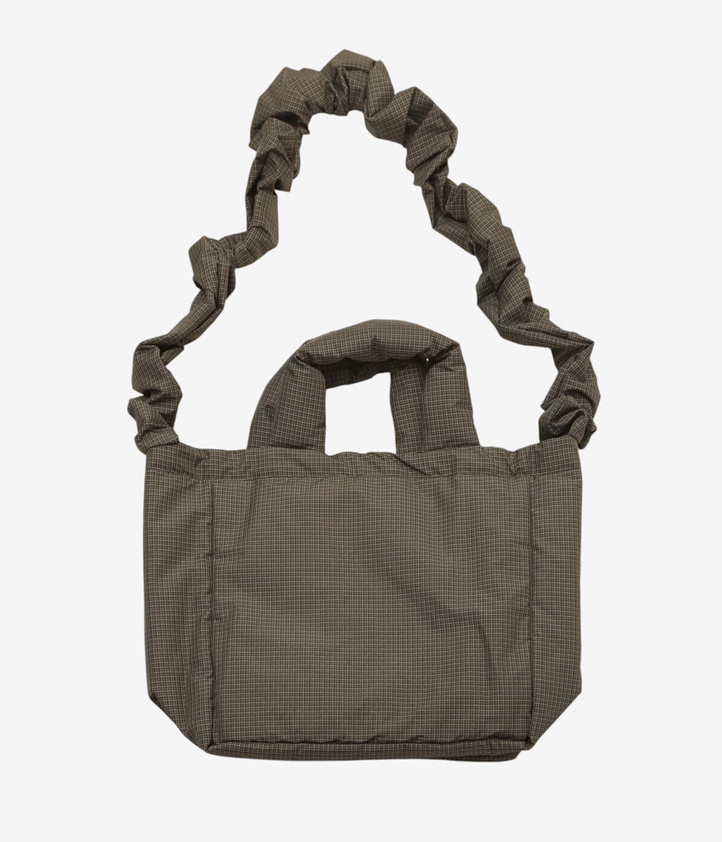 ELEPH ''CHECK SMALL PUFF BAG'' (BROWN GREEN IVORY CHECK)