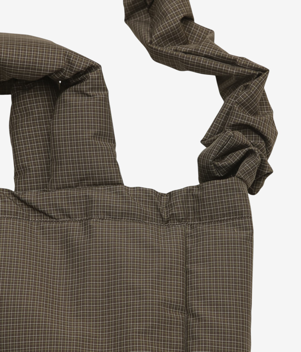 ELEPH ''CHECK SMALL PUFF BAG'' (BROWN GREEN IVORY CHECK)