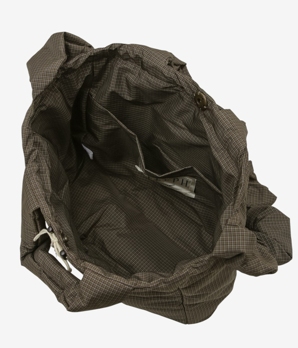 ELEPH ''CHECK SMALL PUFF BAG'' (BROWN GREEN IVORY CHECK)