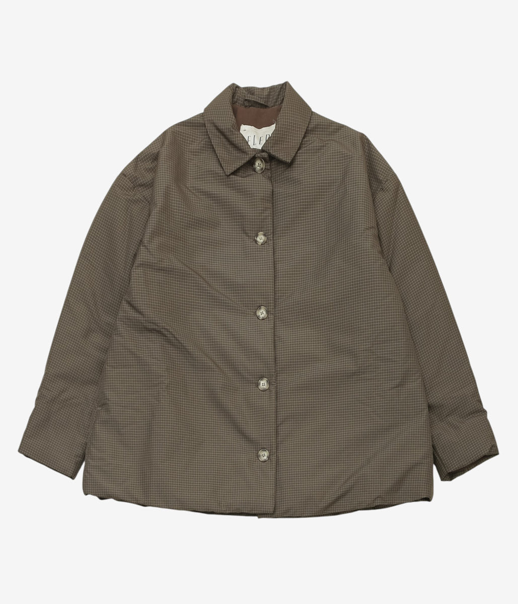 ELEPH ''SMALL PUFF COAT'' (BROWN GREEN IVORY CHECK)