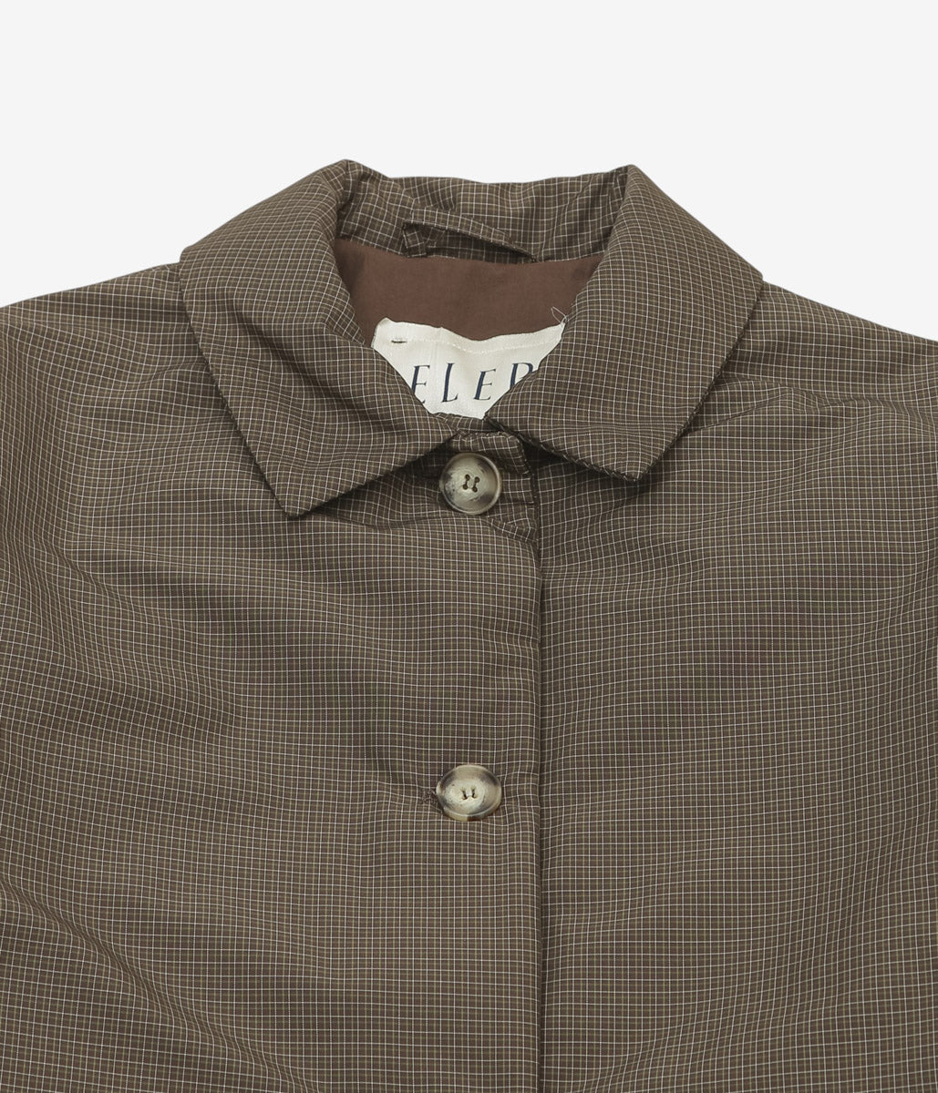 ELEPH ''SMALL PUFF COAT'' (BROWN GREEN IVORY CHECK)