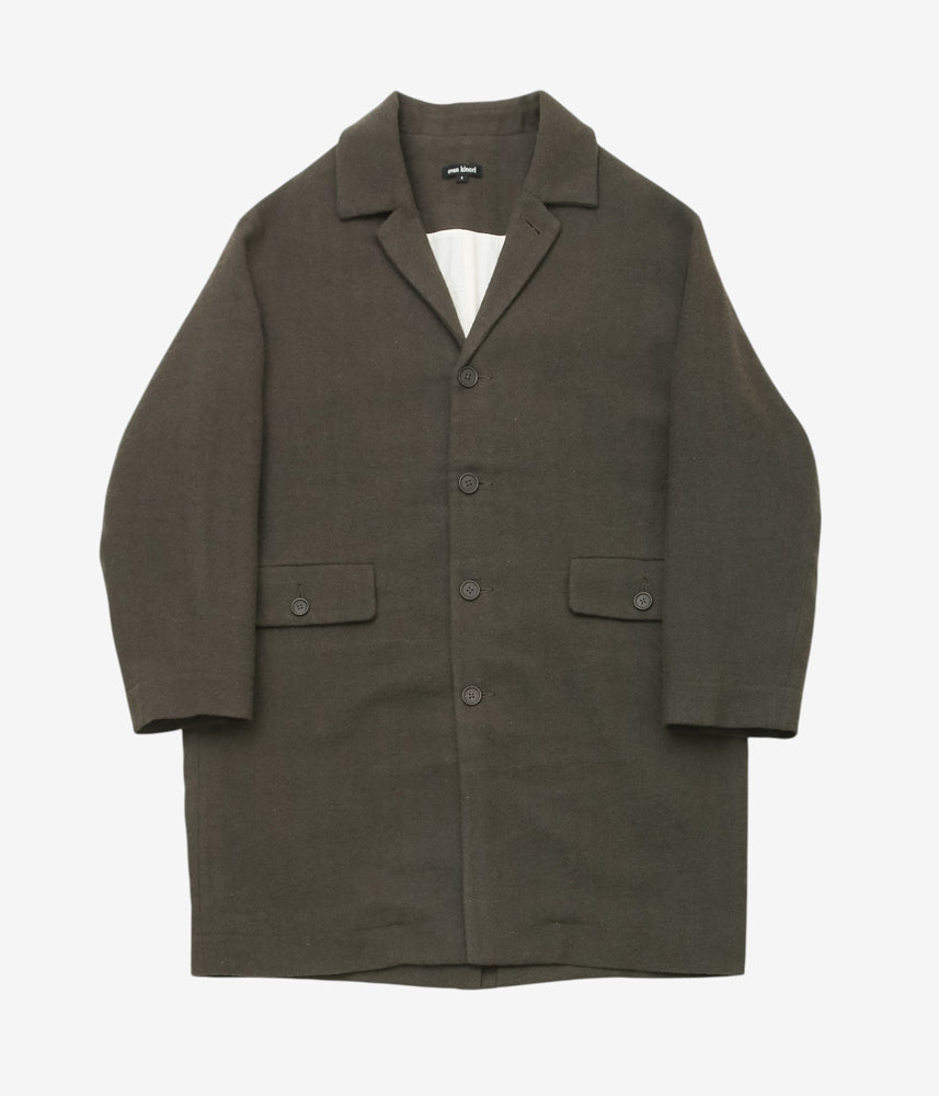 EVAN KINORI ''BIG COAT | HVY. WOOL/LIN H-BONE'' (다크 올리브)