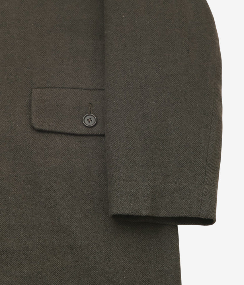 EVAN KINORI ''BIG COAT | HVY. WOOL/LIN H-BONE'' (다크 올리브)
