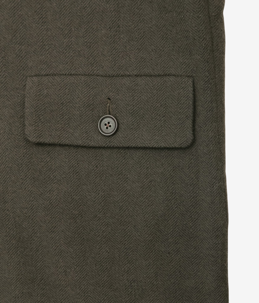 EVAN KINORI ''BIG COAT | HVY. WOOL/LIN H-BONE'' (다크 올리브)
