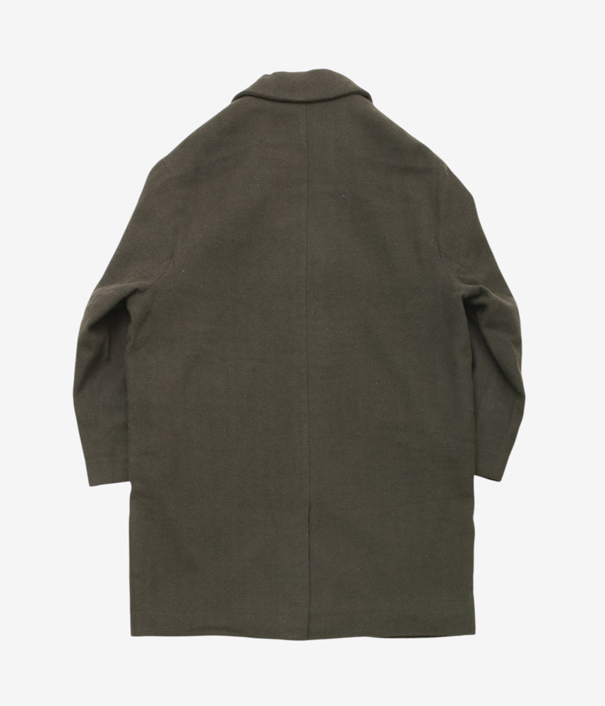 EVAN KINORI ''BIG COAT | HVY. WOOL/LIN H-BONE'' (다크 올리브)