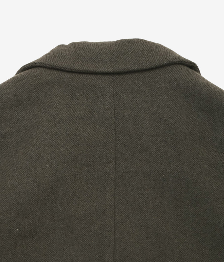 EVAN KINORI ''BIG COAT | HVY. WOOL/LIN H-BONE'' (다크 올리브)