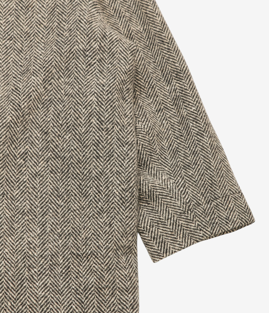 EVAN KINORI ''BIG COAT | IRISH WOOL H-BONE | NATURAL/BLACK'' (NATURAL/BLACK)