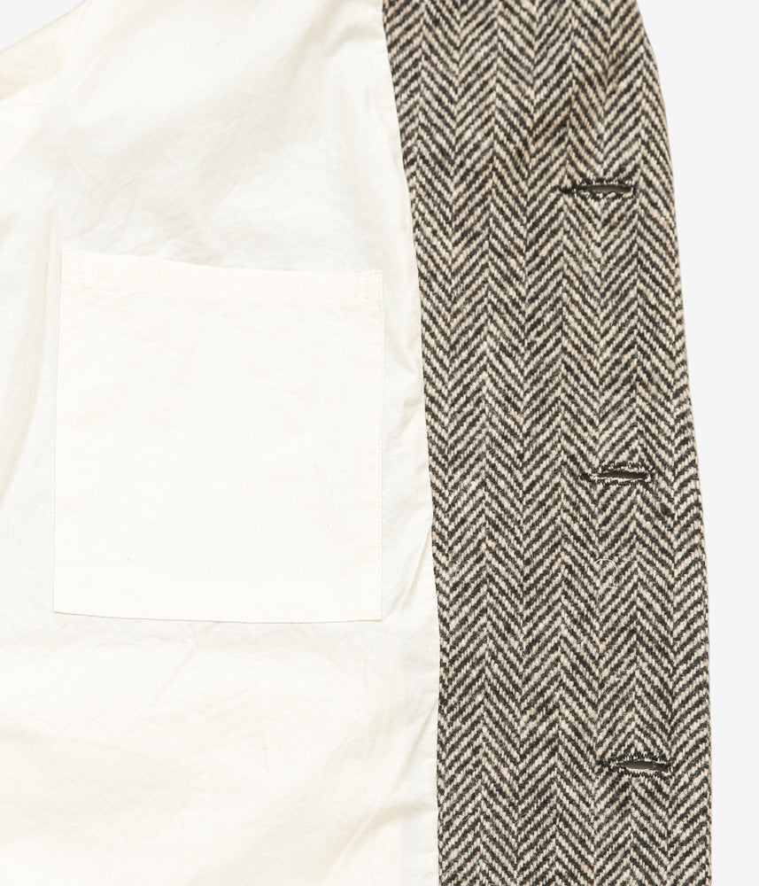 EVAN KINORI ''BIG COAT | IRISH WOOL H-BONE | NATURAL/BLACK'' (NATURAL/BLACK)
