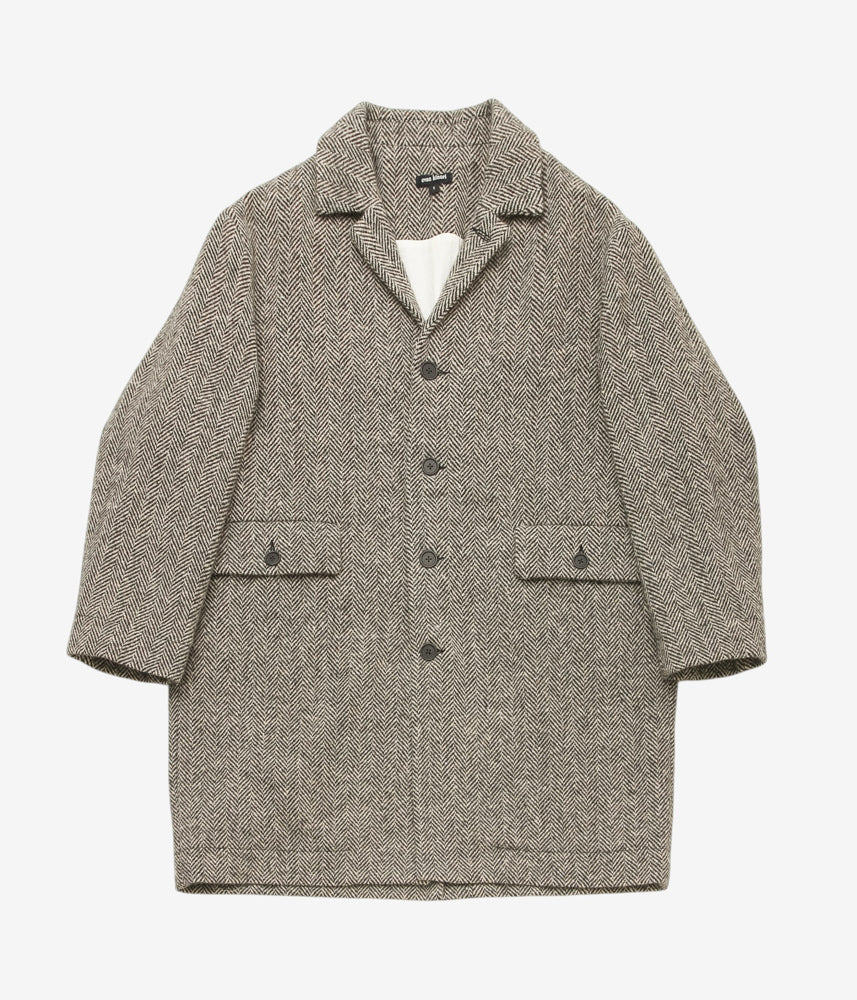 EVAN KINORI ''BIG COAT | IRISH WOOL H-BONE | NATURAL/BLACK'' (NATURAL/BLACK)