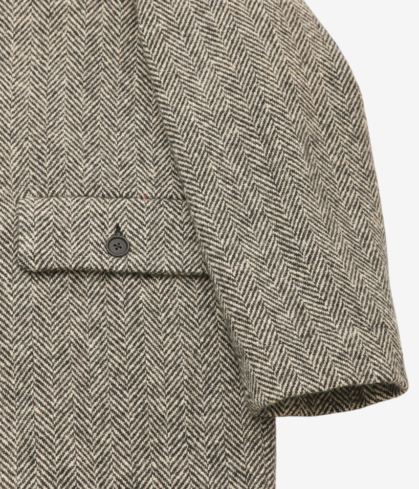 EVAN KINORI ''BIG COAT | IRISH WOOL H-BONE | NATURAL/BLACK'' (NATURAL/BLACK)