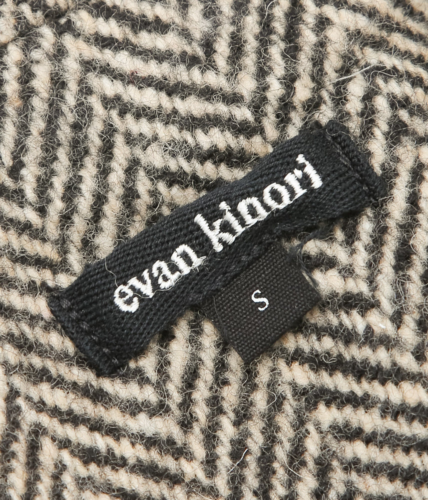 EVAN KINORI ''BIG COAT | IRISH WOOL H-BONE | NATURAL/BLACK'' (NATURAL/BLACK)