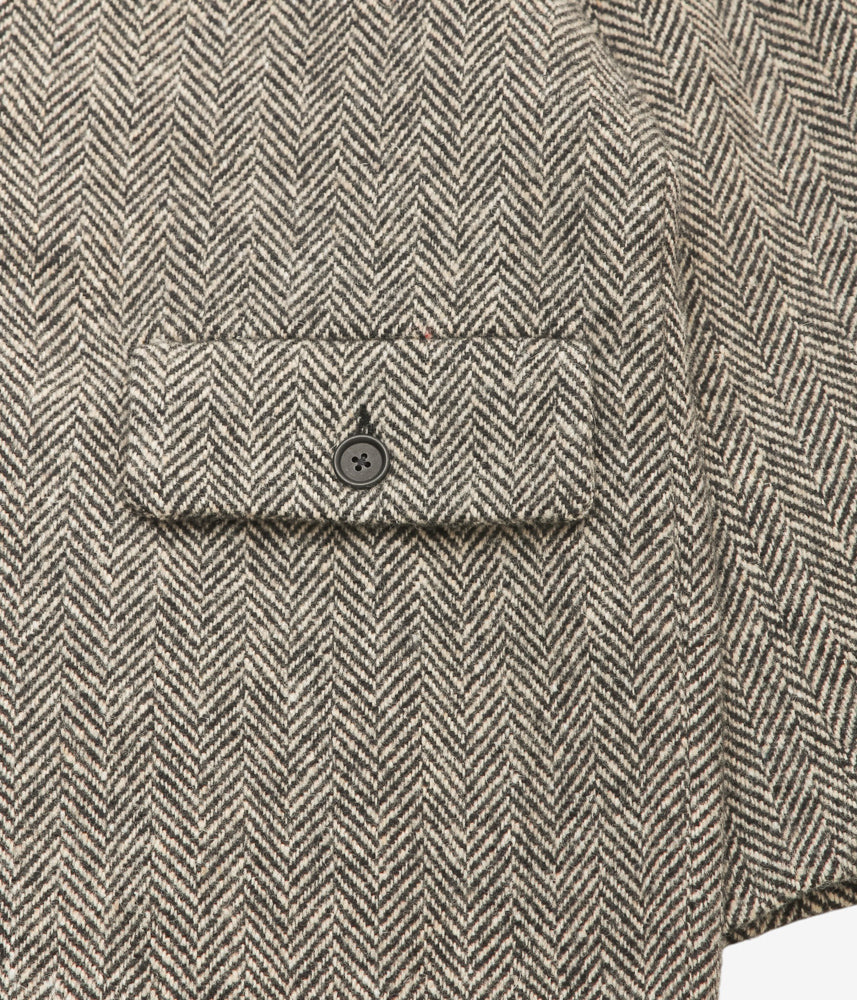 EVAN KINORI ''BIG COAT | IRISH WOOL H-BONE | NATURAL/BLACK'' (NATURAL/BLACK)