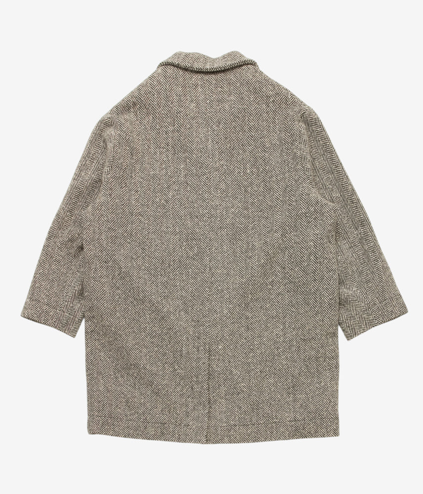 EVAN KINORI ''BIG COAT | IRISH WOOL H-BONE | NATURAL/BLACK'' (NATURAL/BLACK)