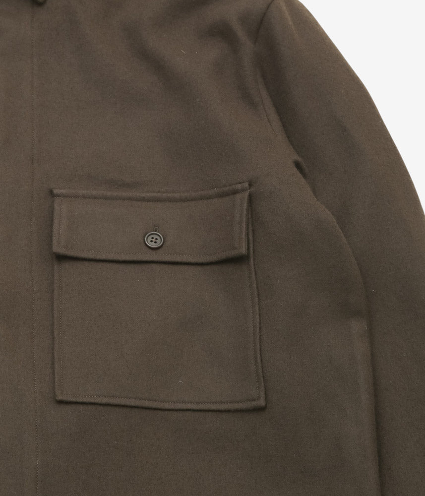 EVAN KINORI ''BIG SHIRT | HEAVY WOOL FLANNEL'' (DARK BROWN)