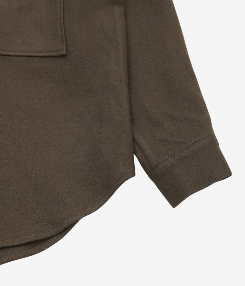 EVAN KINORI ''BIG SHIRT | HEAVY WOOL FLANNEL'' (DARK BROWN)