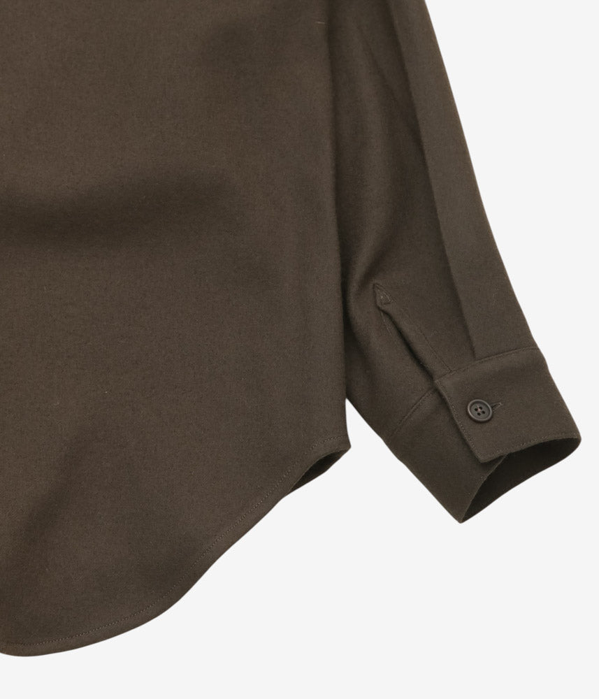 EVAN KINORI ''BIG SHIRT | HEAVY WOOL FLANNEL'' (DARK BROWN)