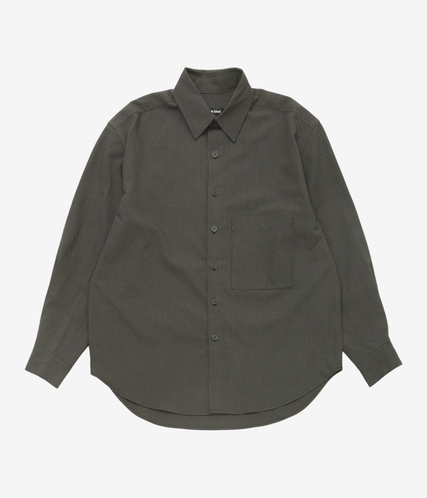 EVAN KINORI ''BIG SHIRT TWO | WORSTED WOOL CHECK'' (OLIVE/BLACK)