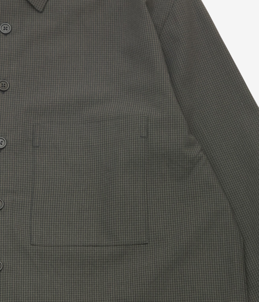 EVAN KINORI ''BIG SHIRT TWO | WORSTED WOOL CHECK'' (OLIVE/BLACK)