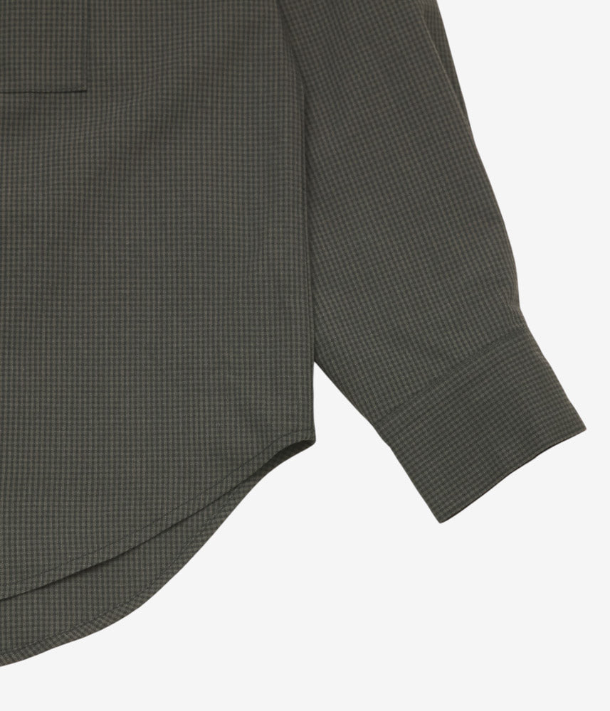 EVAN KINORI ''BIG SHIRT TWO | WORSTED WOOL CHECK'' (OLIVE/BLACK)