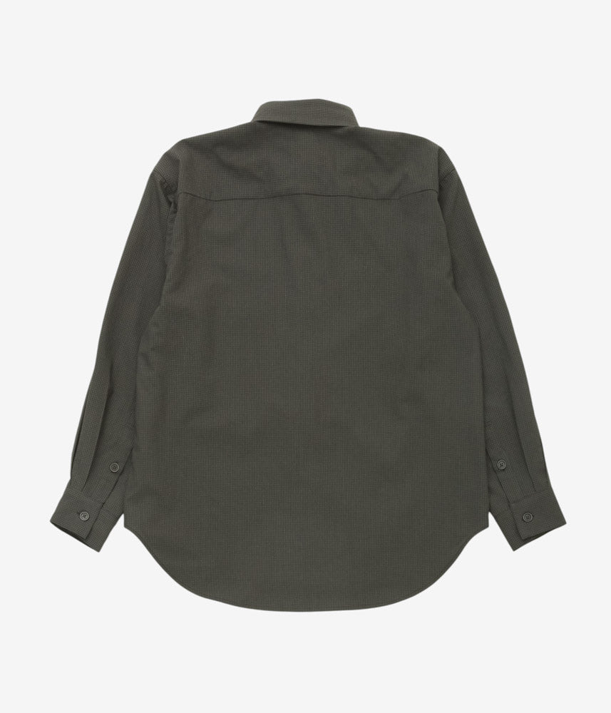 EVAN KINORI ''BIG SHIRT TWO | WORSTED WOOL CHECK'' (OLIVE/BLACK)