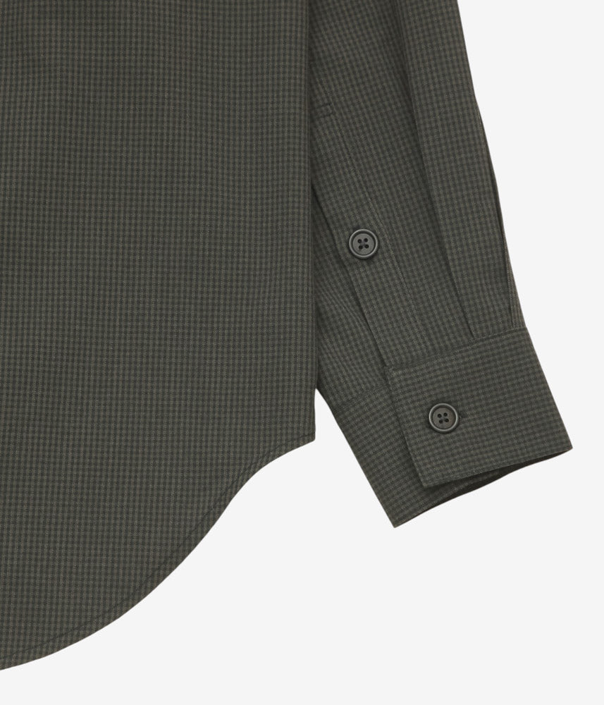 EVAN KINORI ''BIG SHIRT TWO | WORSTED WOOL CHECK'' (OLIVE/BLACK)