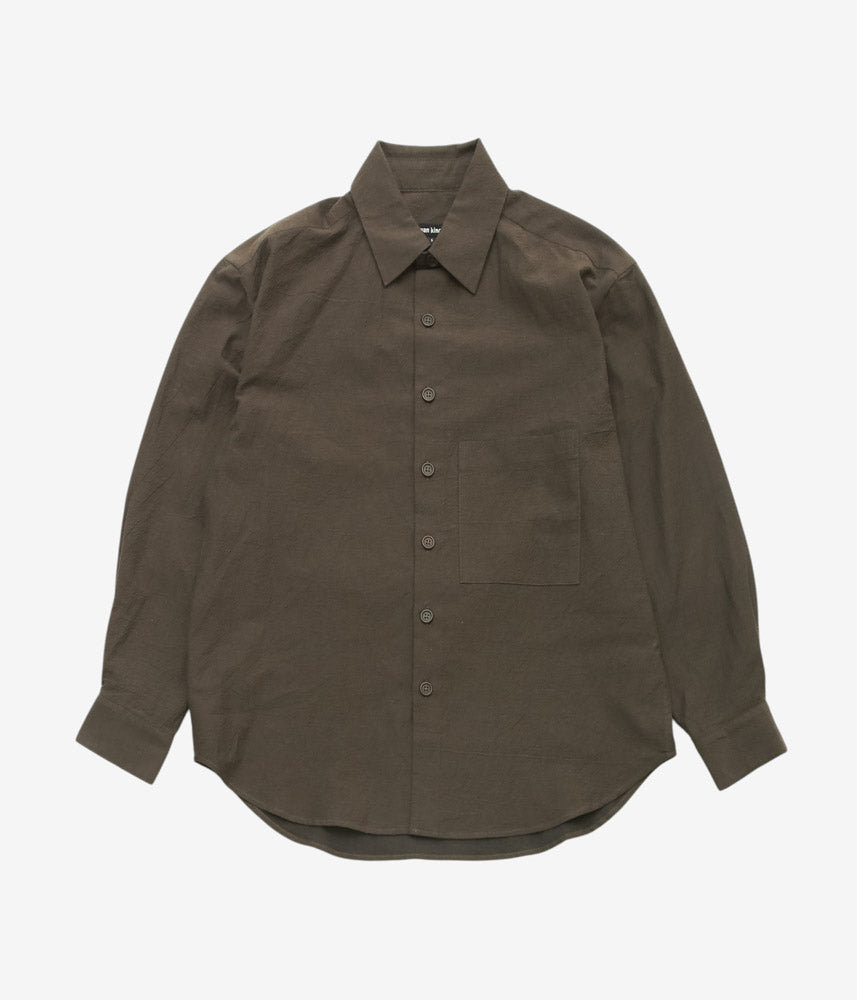 EVAN KINORI ''BIG SHIRT TWO | YARN DYED COTTON YAK'' (BROWN BLACK)