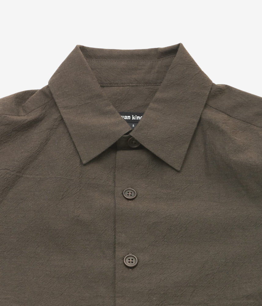 EVAN KINORI ''BIG SHIRT TWO | YARN DYED COTTON YAK'' (BROWN BLACK)