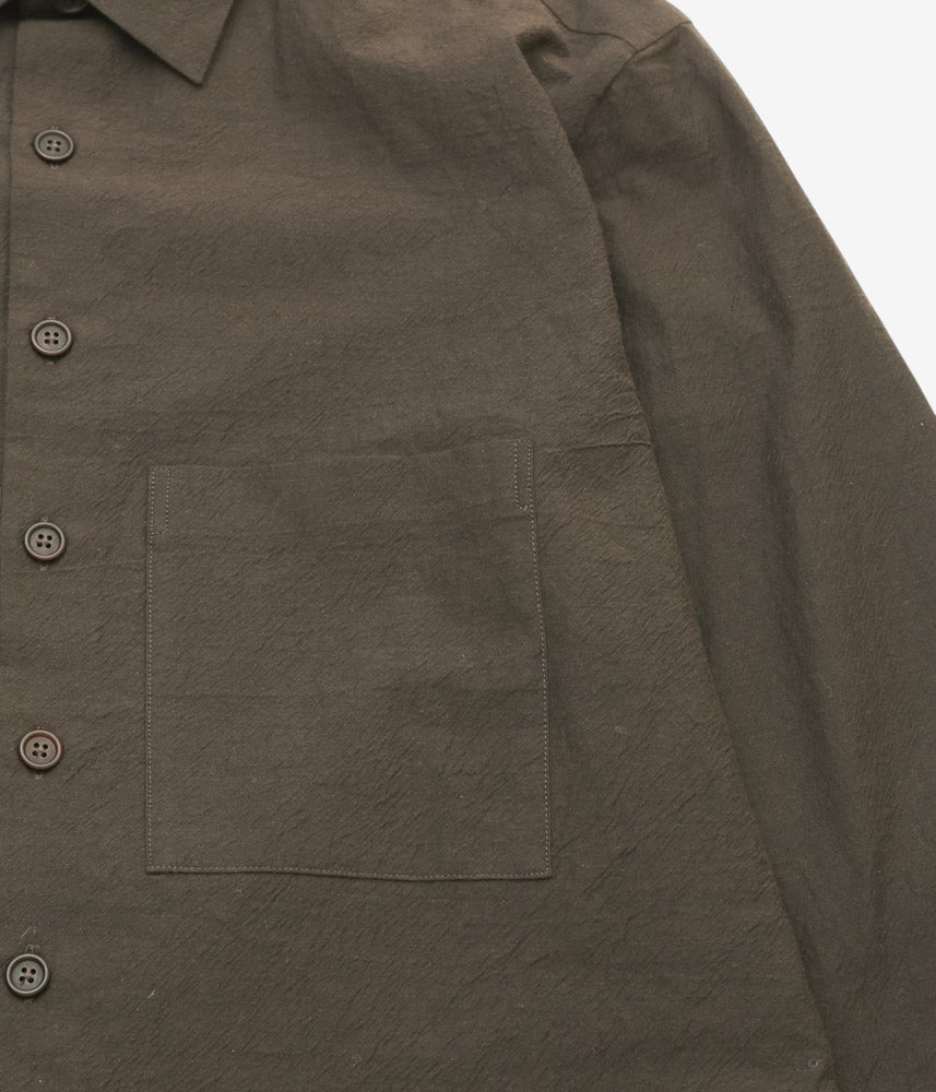 EVAN KINORI ''BIG SHIRT TWO | YARN DYED COTTON YAK'' (BROWN BLACK)