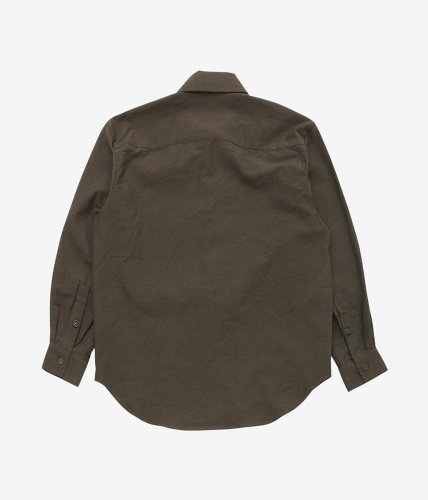 EVAN KINORI ''BIG SHIRT TWO | YARN DYED COTTON YAK'' (BROWN BLACK)