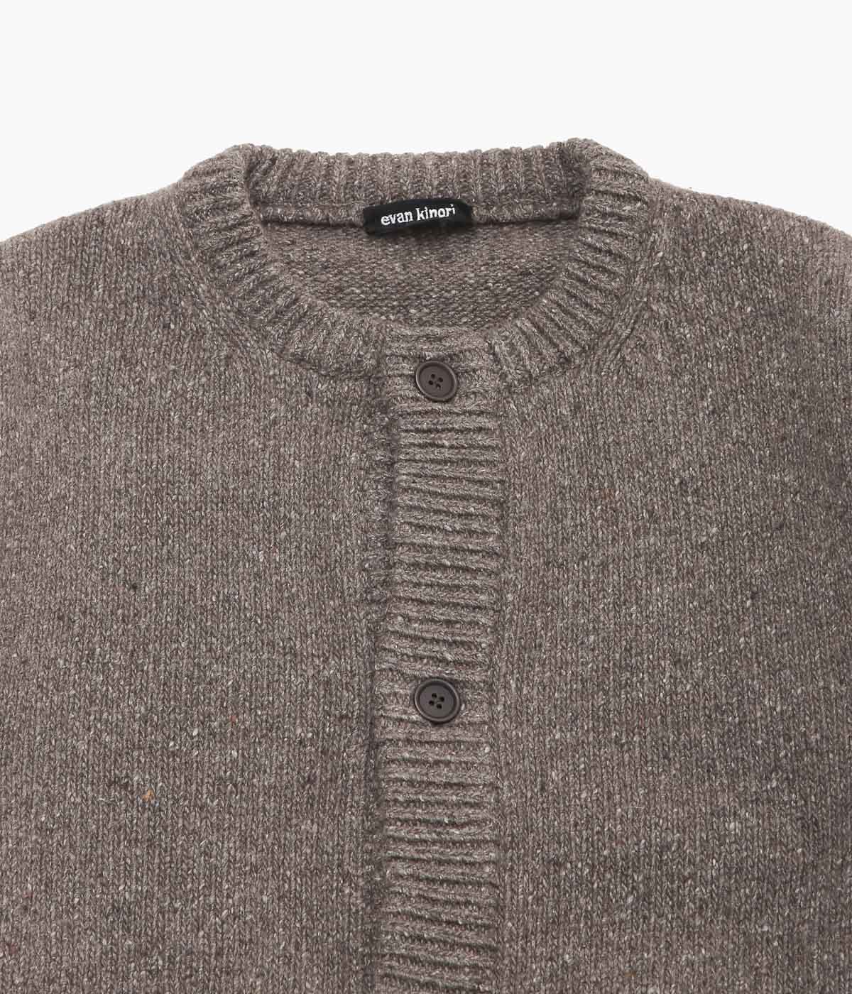 EVAN KINORI ''CREWNECK CARDIGAN'' (LIGHT BROWN)