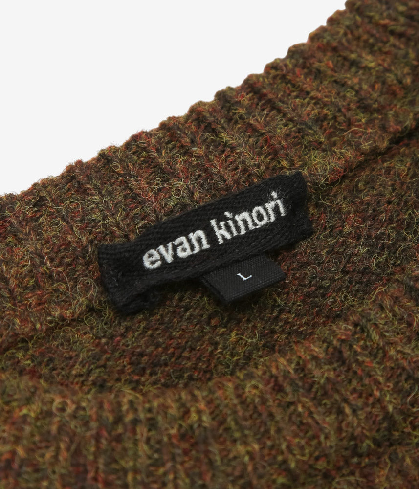 EVAN KINORI ''크루넥 스웨터 | 탑 다이드 울'' (다크 올리브)