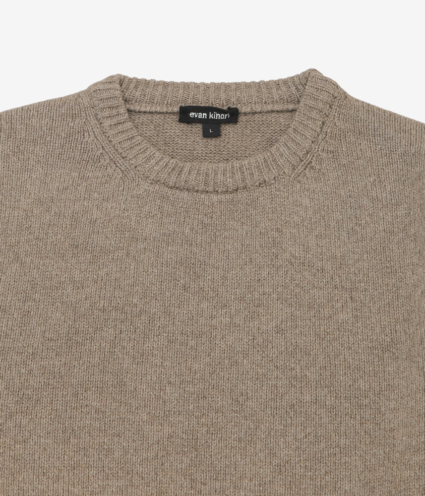 EVAN KINORI ''CREWNECK SWEATER | UNDYED YAK WOOL'' (LIGHT BROWN)