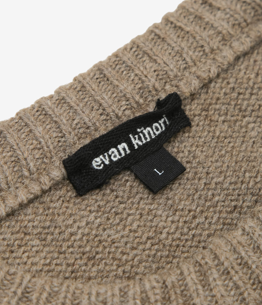 EVAN KINORI ''CREWNECK SWEATER | UNDYED YAK WOOL'' (LIGHT BROWN)
