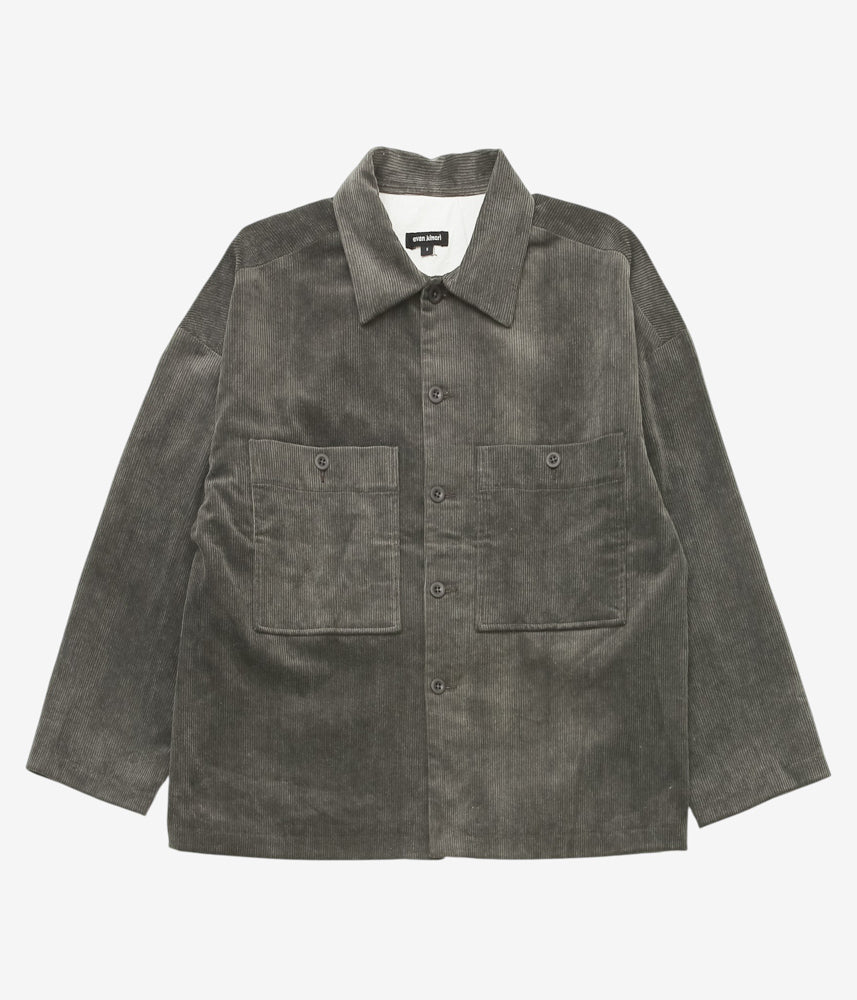 EVAN KINORI ''FIELD SHIRT TWO | CARBON DYED CORDUROY'' (CHARCOAL)