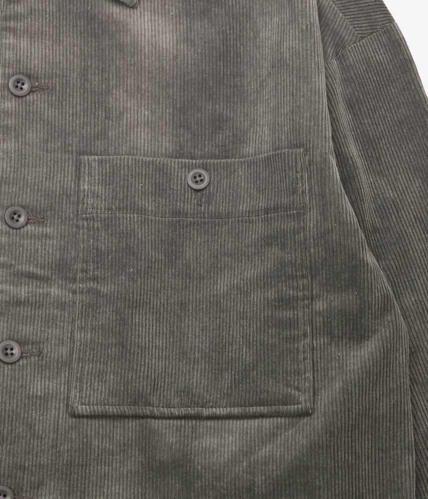 EVAN KINORI ''FIELD SHIRT TWO | CARBON DYED CORDUROY'' (CHARCOAL)